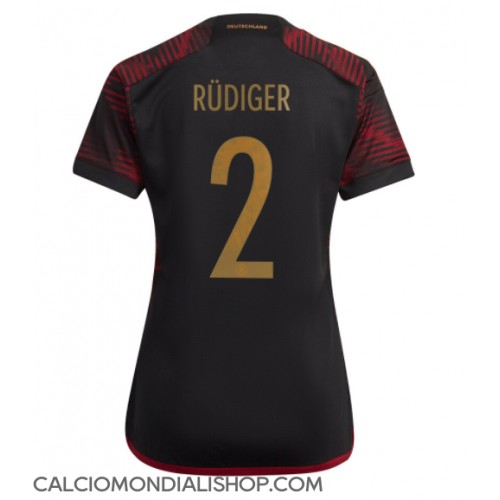 Maglie da calcio Germania Antonio Rudiger #2 Seconda Maglia Femminile Mondiali 2022 Manica Corta